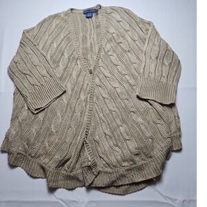 Ralph Lauren Cable Knit Linen Cardigan Tan EUC sz XS